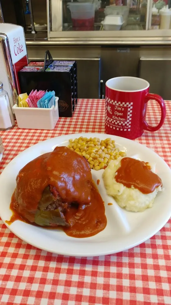 Stuffed Pepper with Mashed Potatoes and Corn